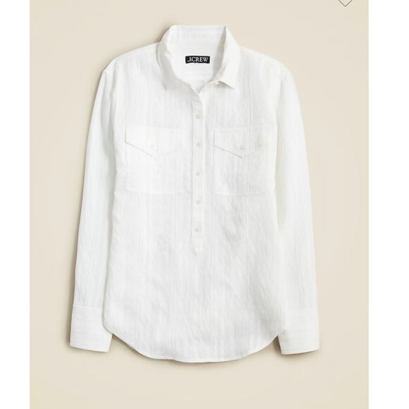 J. Crew Tops - J.Crew Womens Textured Popover Top White Size L CA604
